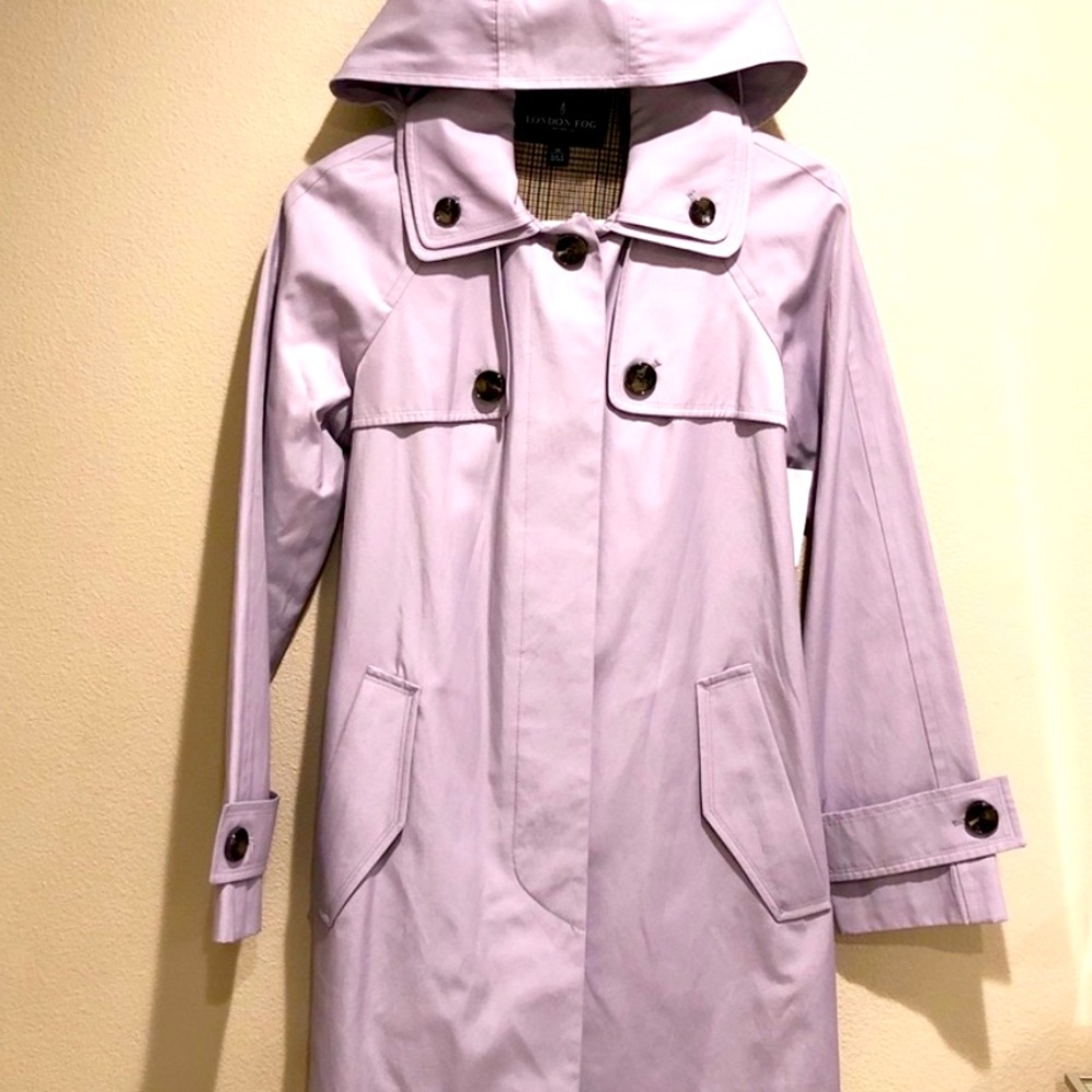London Fog NWOT Purple Trench Coat with Prominent Collar XS women’s